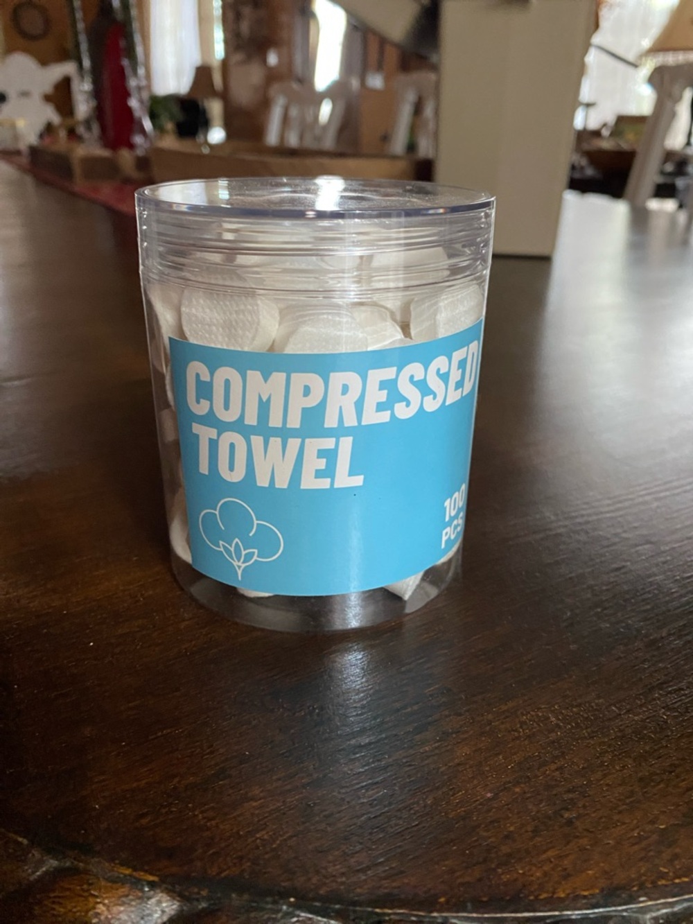 $7 Compressed Towel Pack — White Compressed Towels with Blue Label